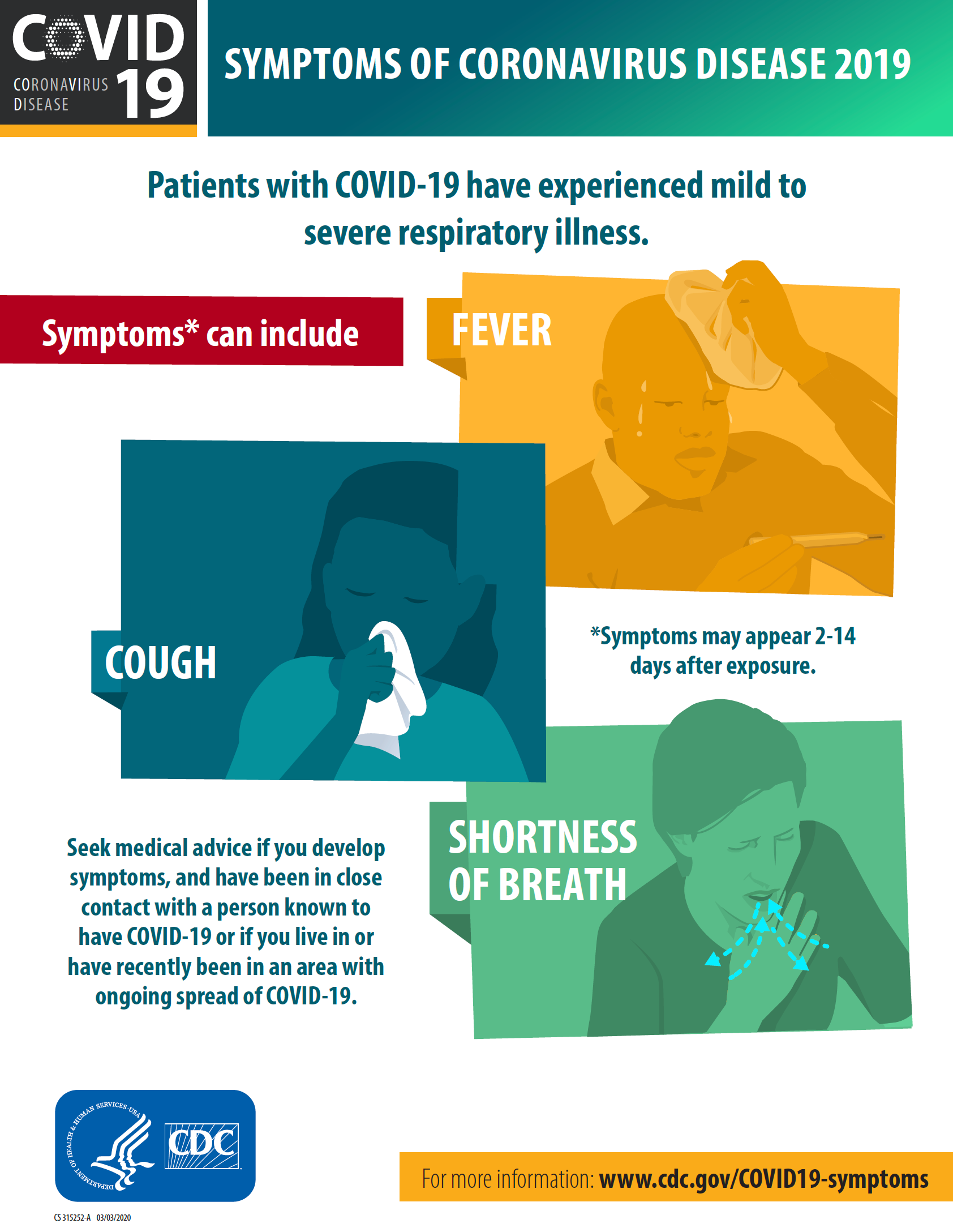 CDC COVID-19 symptoms flier