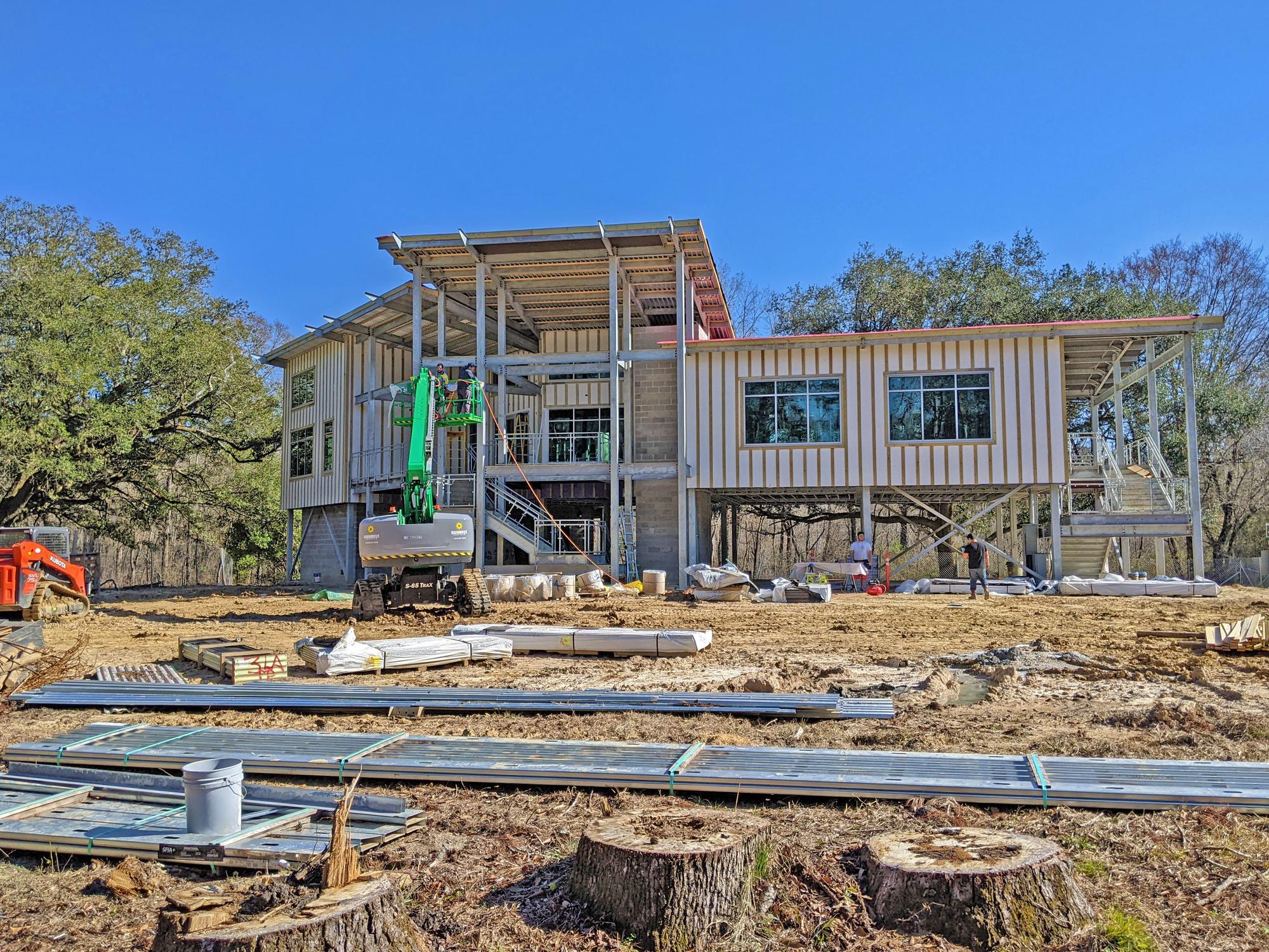 Building being constructed at a park