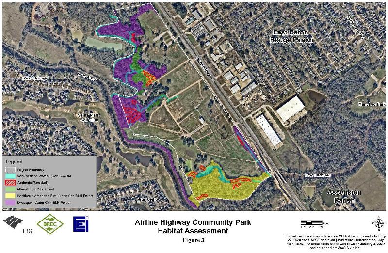 Airline Highway Park habitat assessment map