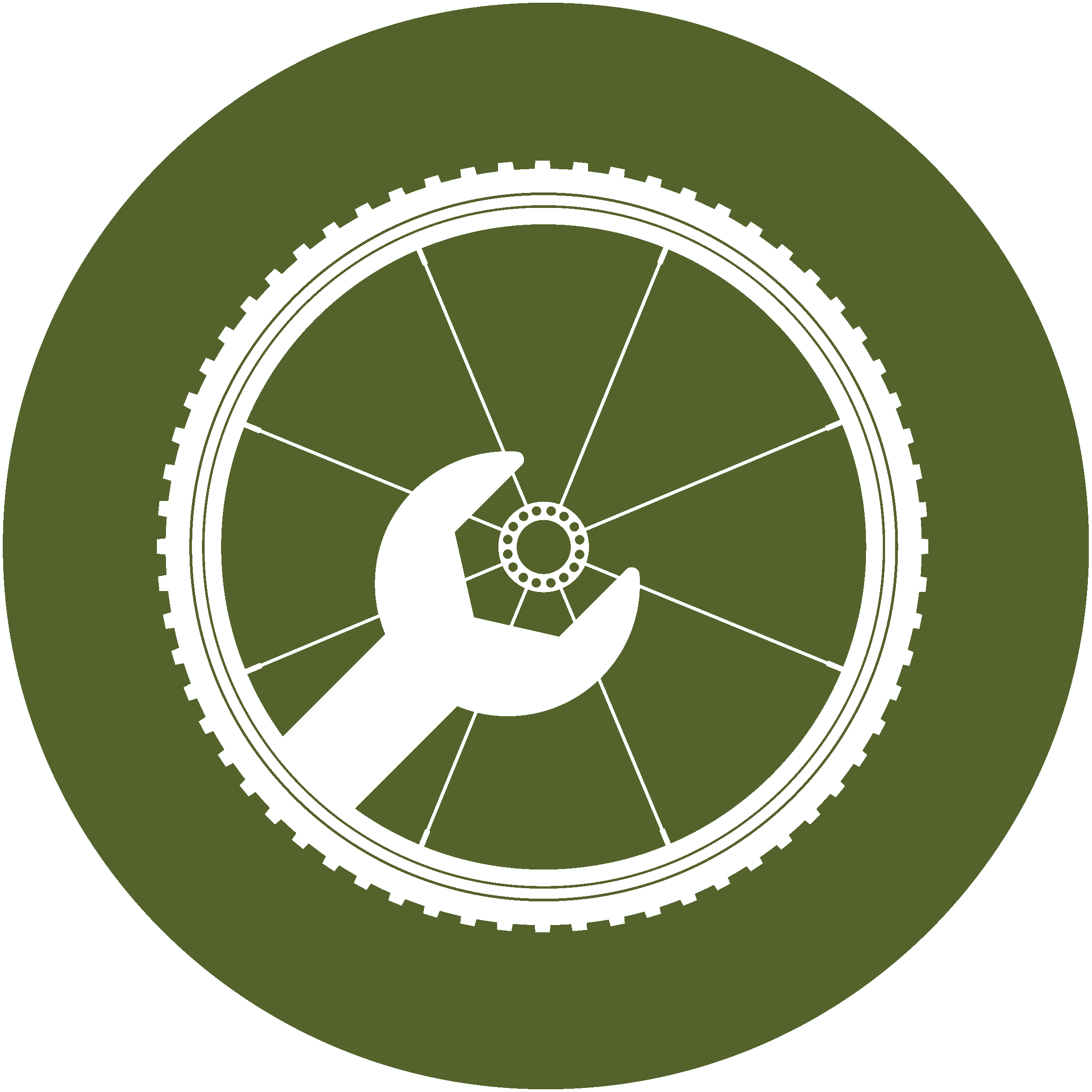 icon of bicyle wheel and wrench