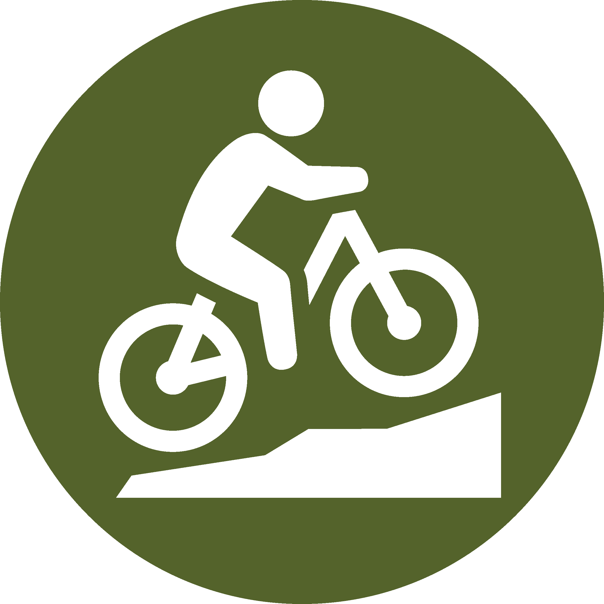 icon of person on bike going up an incline