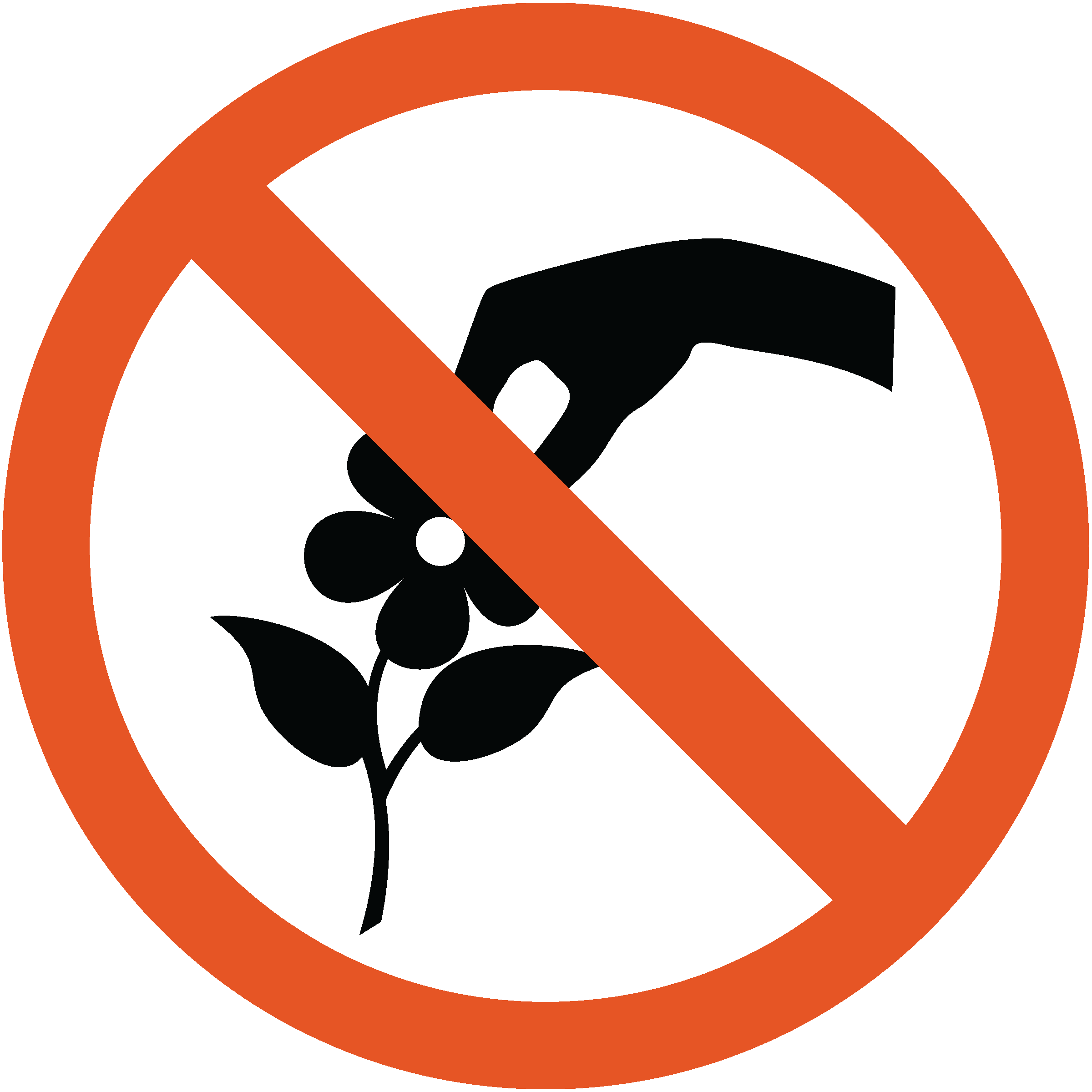 icon of no symbol over hand picking flower