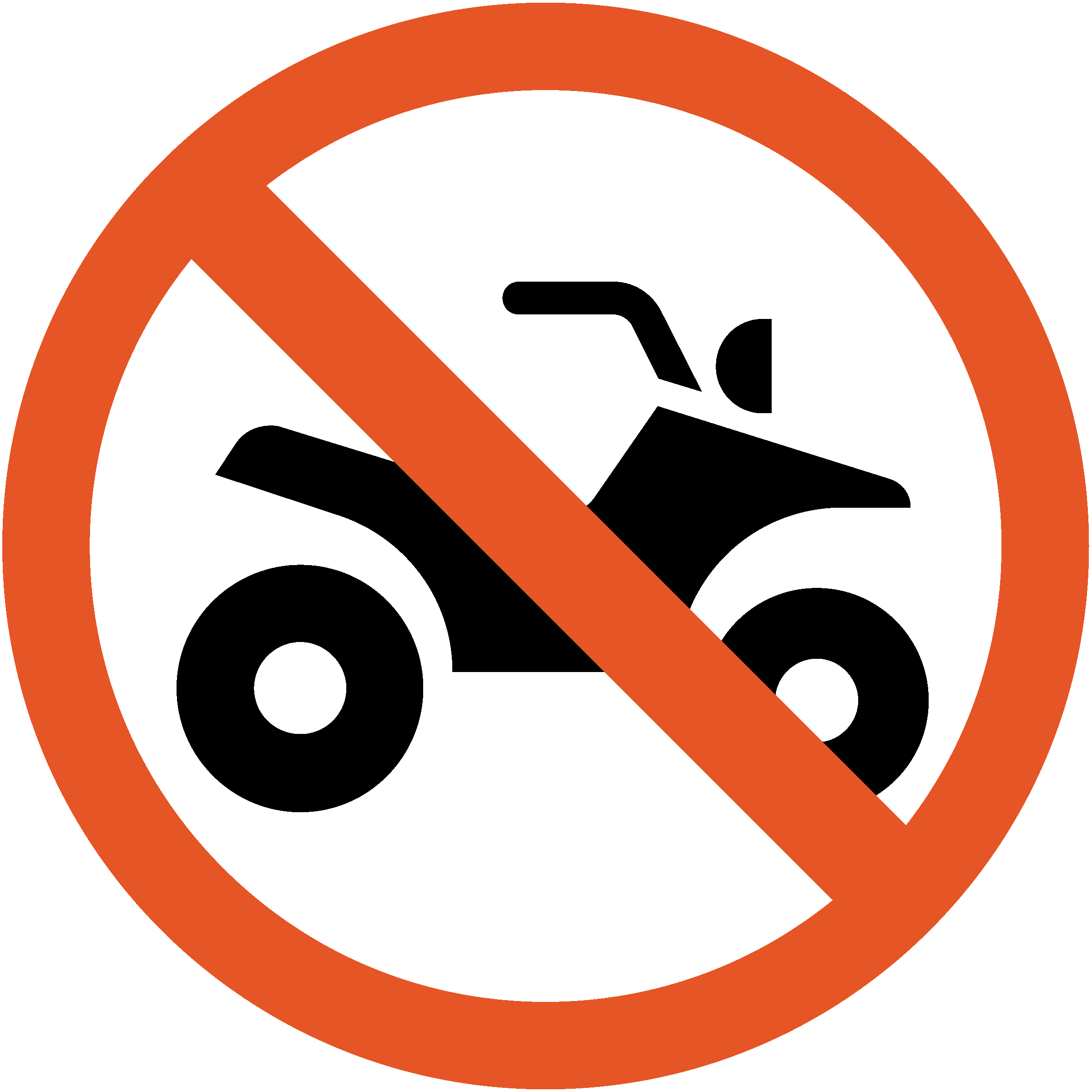 icon of no symbol over image of All Terrain Vehicle (ATV)