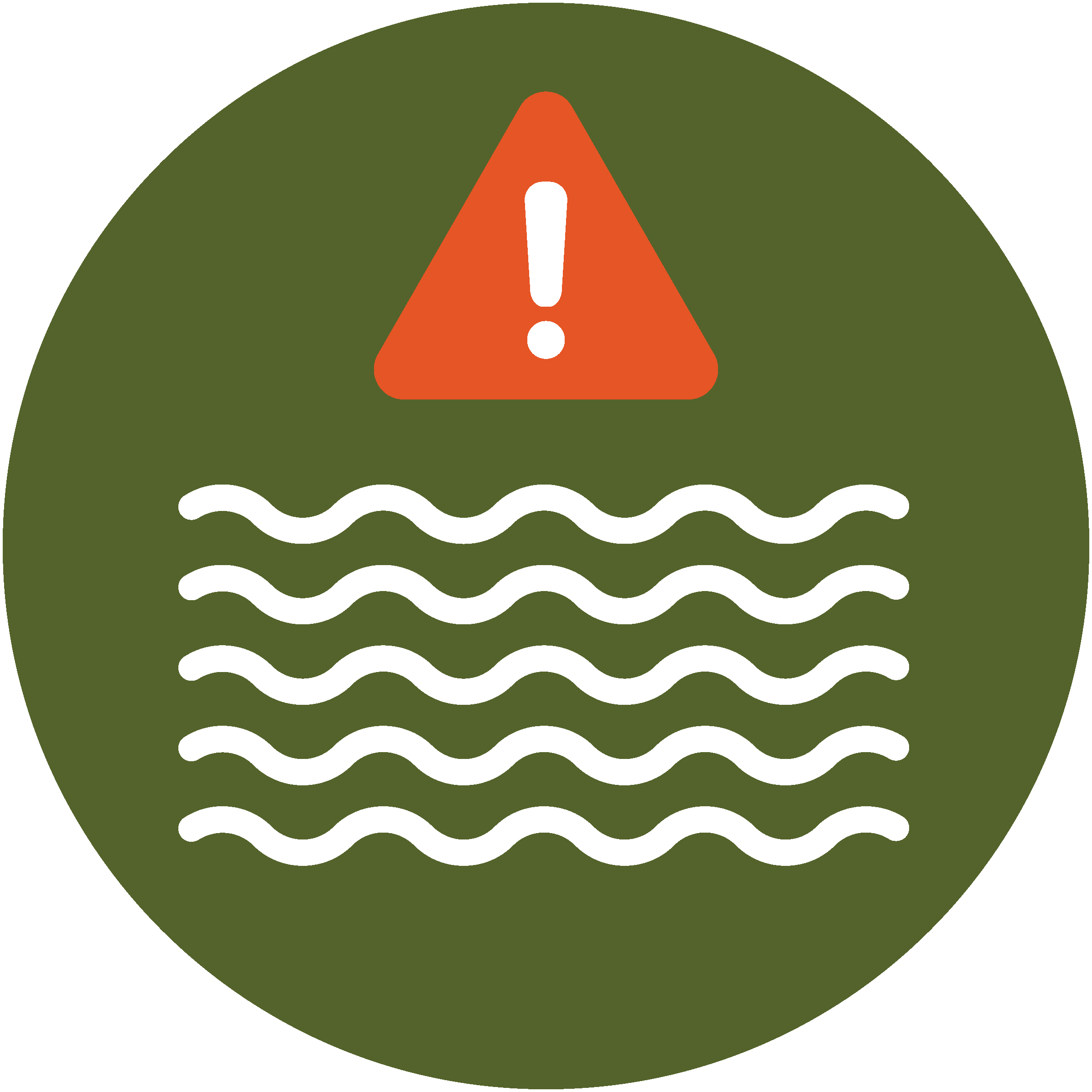 icon of water lines and caution symbol